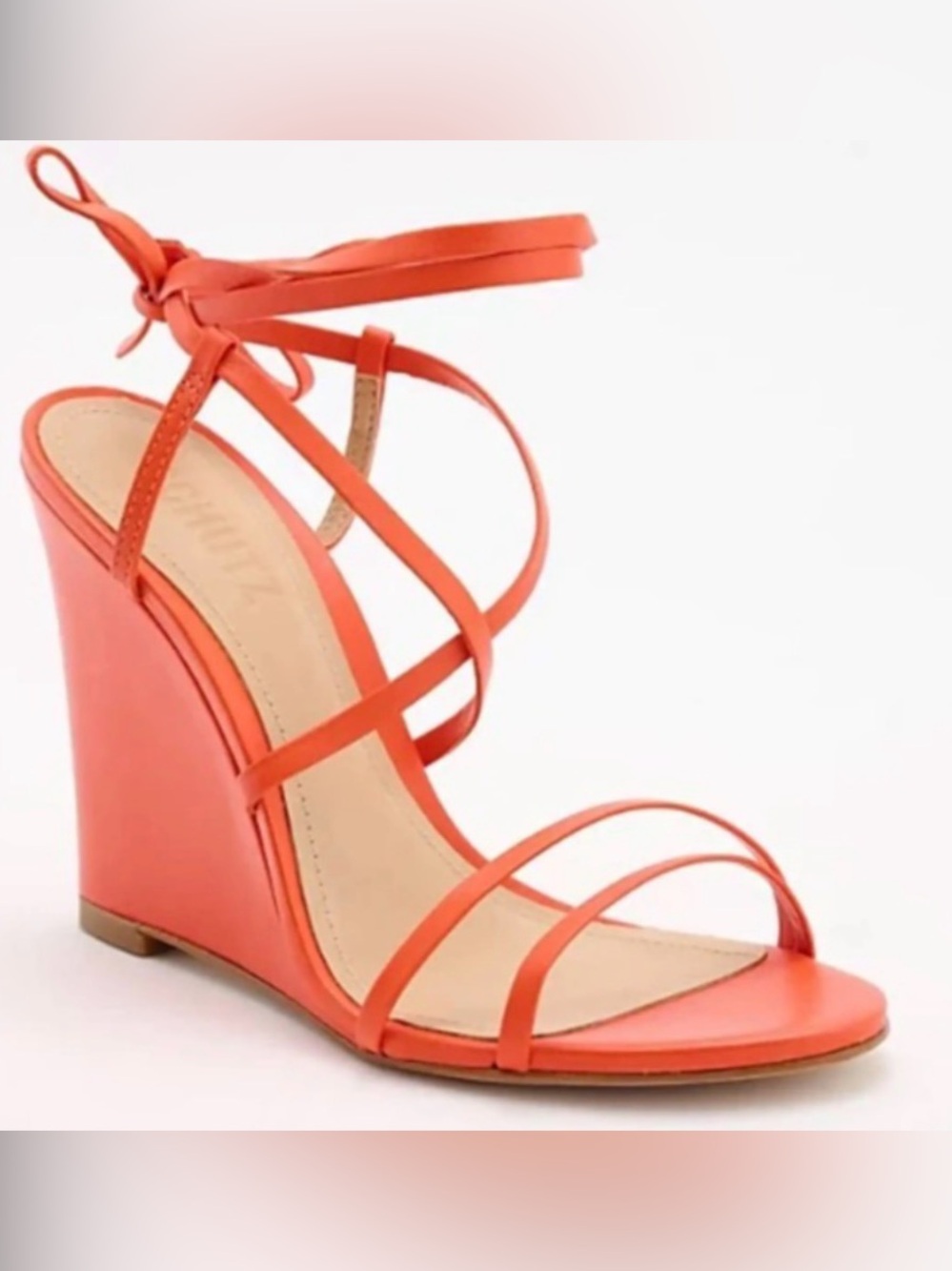 Schutz Deonne Casual Wedge in Flame Orange red 
W 6 NWT